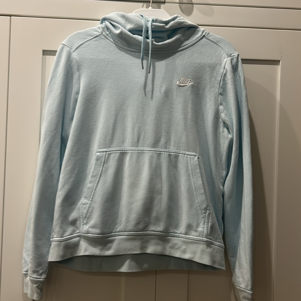 Nike Cotton Blend Cowl Neck Hoodie Sweatshirt (Women's Medium) Blue